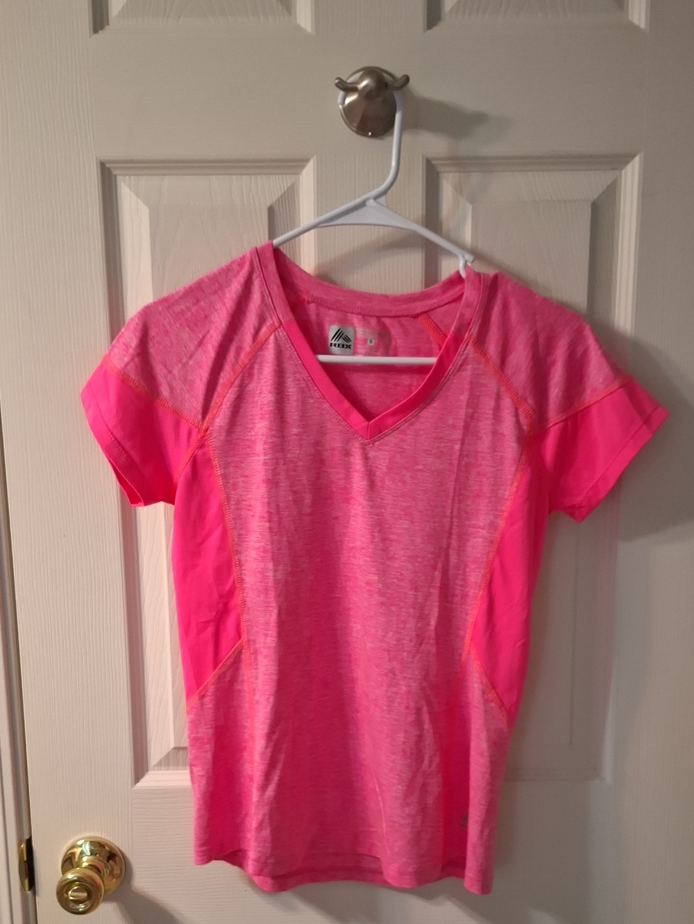 Athletic V-Neck Tee - Bright Pink
